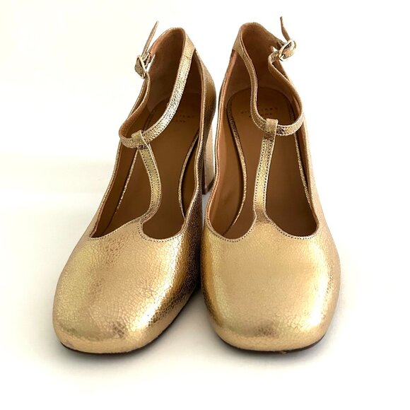Sezane Marcie Mary Janes Gold Crackle Size 40/9 *NWOB* - Picture 6 of 14